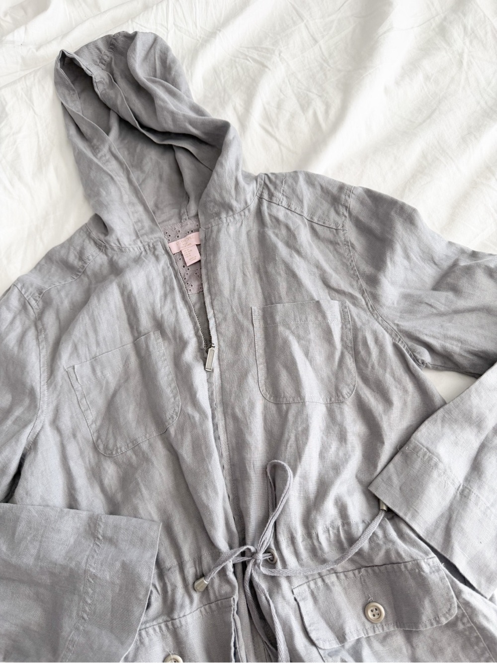 St Tropez 100% Linen Gray Lightweight Jacket
